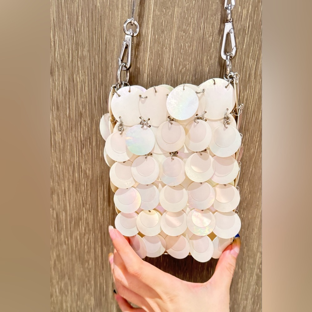 Paco Rabanne Sparkle Discs Mini Bag in White - Picture 8 of 15